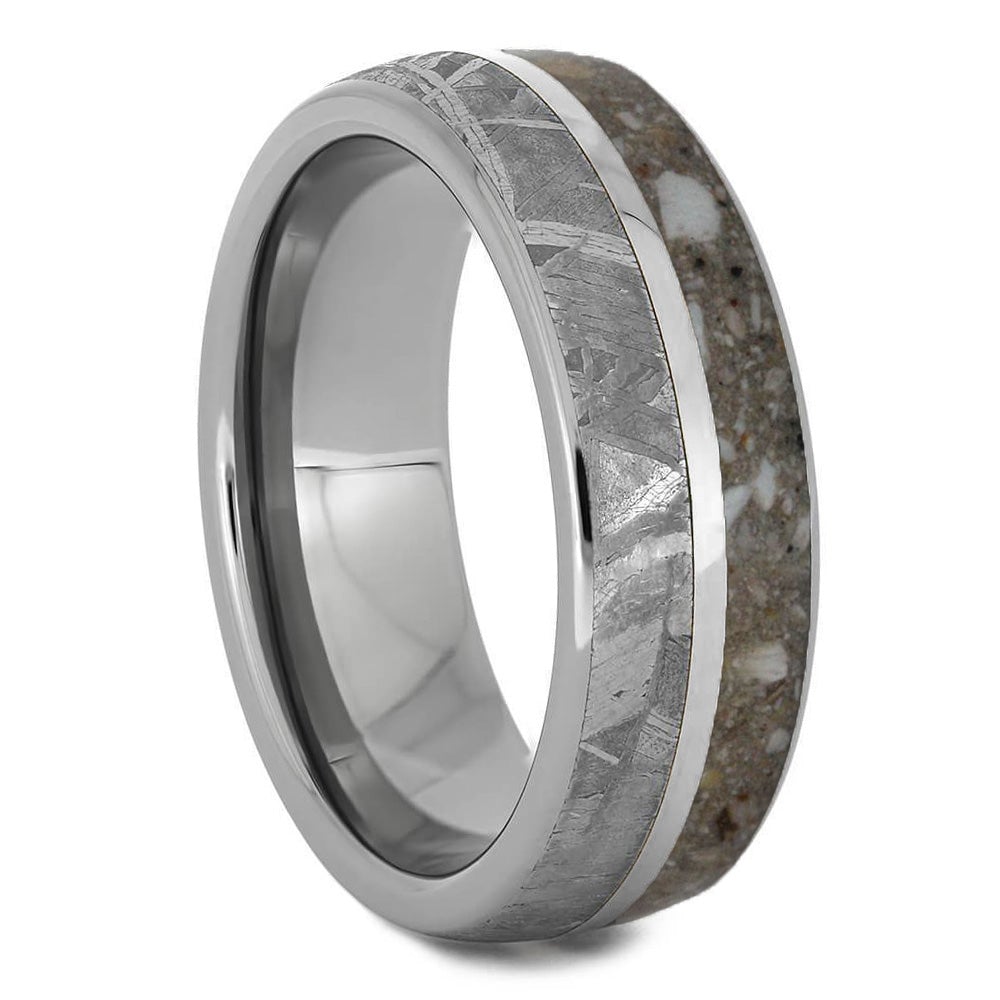 Titanium Cremation Ring with Meteorite | Unique Remembrance Jewelry ...