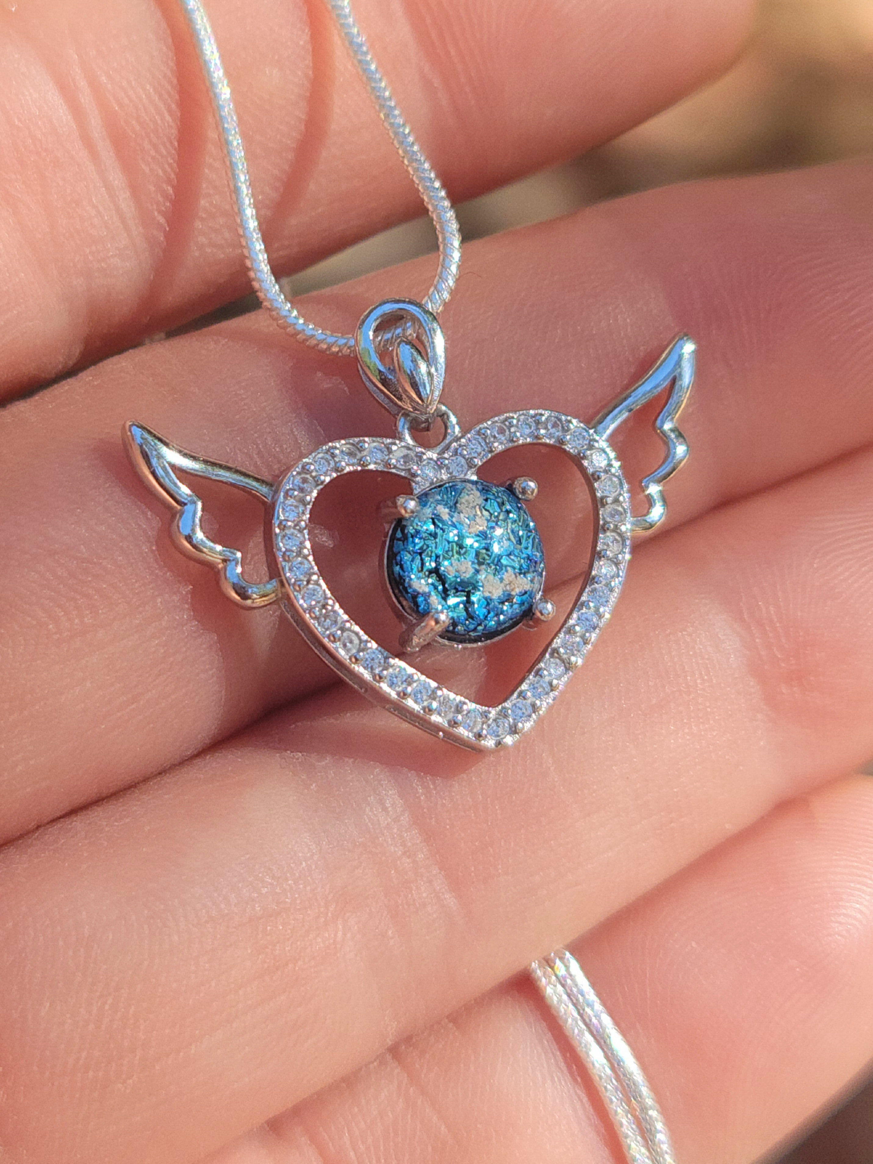 Angel Wings Heart Swarovski Crystal Pendant Necklace | Fruugo BH