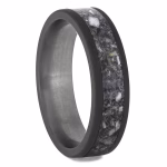 Sandblasted titanium cremation ring with memorial ash inlay side view