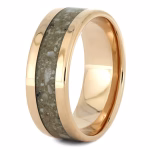Rose gold memorial cremation ring featuring a smooth polished band with a subtle memorial inlay
