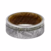 Meteorite cremation ring with ashes and whisky barrel oak wood interior memorial ring