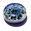 Round Galaxy cremation stone made with blue memorial glass featuring swirling galaxy pattern