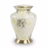 Glenwood White cremation urn featuring marble-style white finish with gray and soft gold veining and gold-tone base