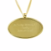 Engravable gold urn pendant necklace with oval memorial charm and polished finish