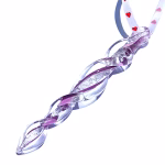 Icicle Ornament with Cremation Ash in purple glass shown on a white background, close-up studio view