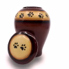 Auburn ceramic pet cremation urn with paw print band and removable lid