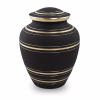 Black onyx cremation urn with gold accent bands
