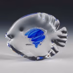 Glass Fish with Cremation Ash in blue glass