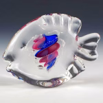 Glass Fish with Cremation Ash in pink purple blue glass