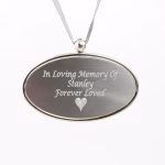 Silver engravable cremation urn pendant with memorial inscription