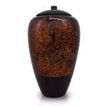 Tall bamboo cremation urn in amber with hand-applied lacquer finish