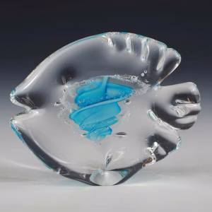 Glass Fish with Cremation Ash encased inside in Aqua glass.