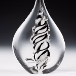 Handmade memorial flame made with cremation ash in black and white.