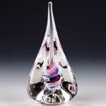 Pyramid Memorial with Cremation Ash in pink, purple, and blue glass