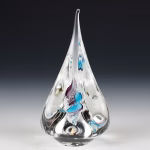 Pyramid Memorial with Cremation Ash in Purple Aqua glass