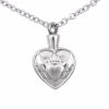 Silver Claddagh cremation necklace with heart, hands, and crown design on stainless steel pendant
