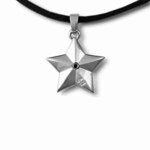 Back view of the sterling silver star cremation pendant showing the central threaded opening for filling ashes, with faceted five-point detailing