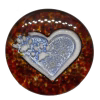 Round amber glass loving paws heart suncatcher with paw print design and encased cremation ash