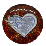 Round amber glass loving paws heart suncatcher with paw print design and encased cremation ash