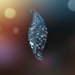 Black wave-shaped textured cremation stone with scattered white ash inclusions against a soft blurred gradient background