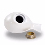Bottom opening of the Pearl Songbird Keepsake Cremation Urn with threaded brass closure removed on a white background