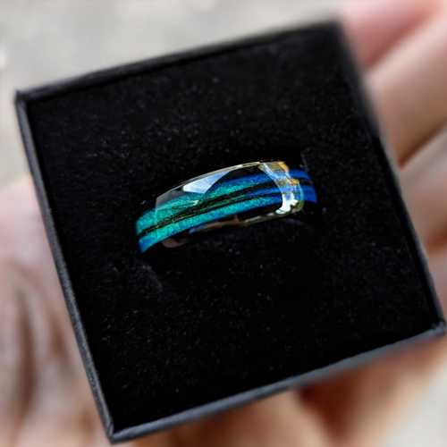 Blue Opal Ring with Ashes or Hair