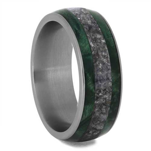 Cremation Ring with Green Box Elder Burl