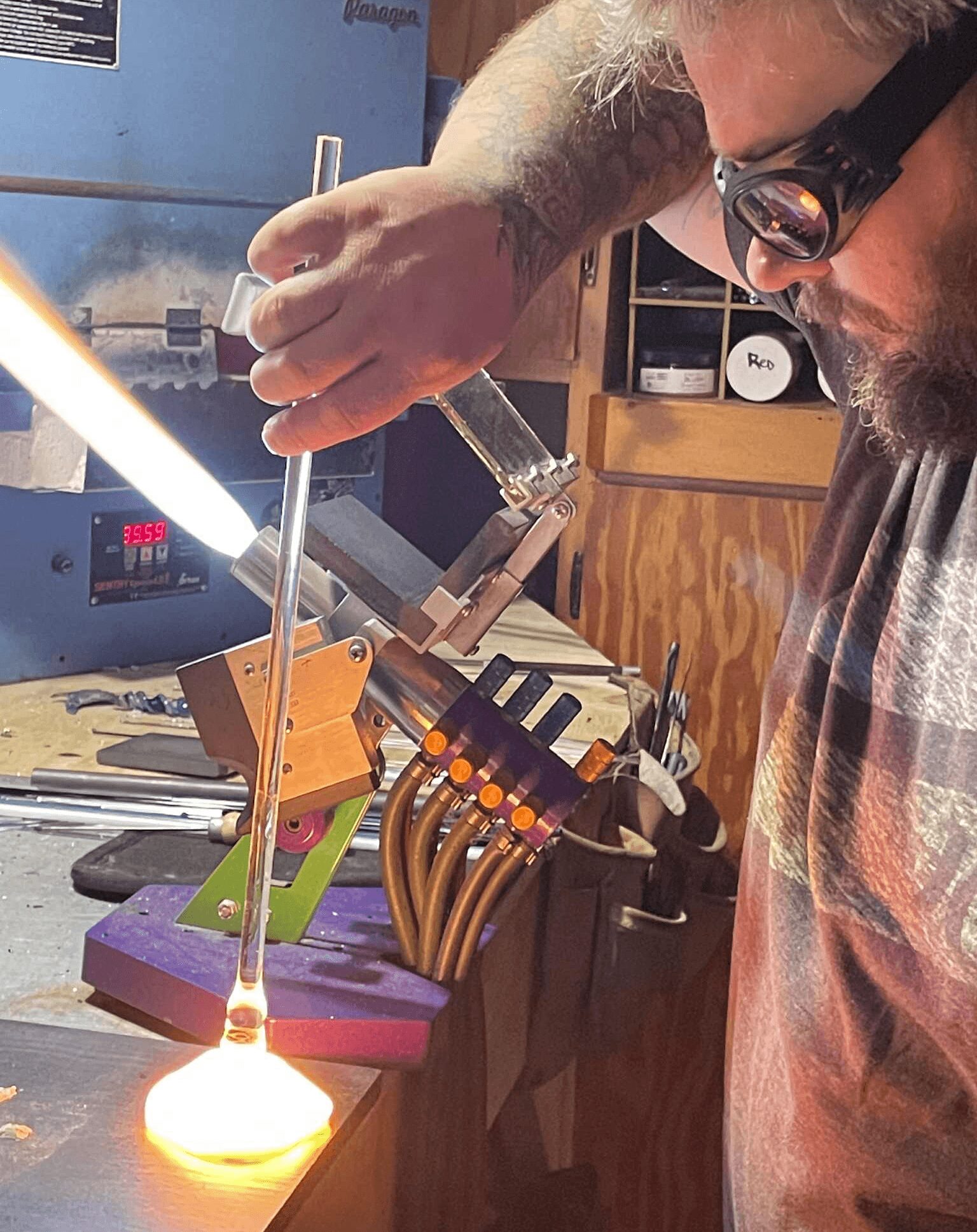 Chris working in the studio