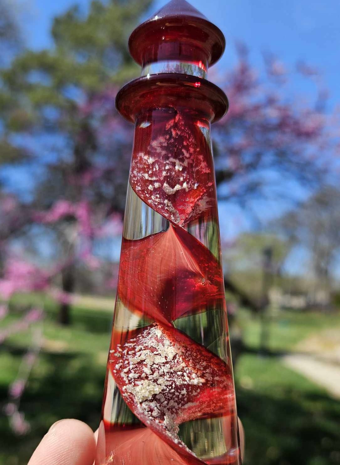 Glass Lighthouse with Cremation Ash
