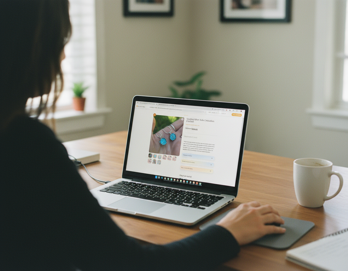 Browsing Sands of Time memorial designs on a laptop