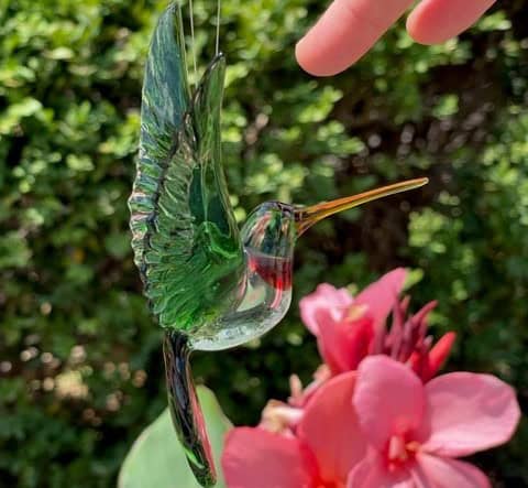 Glass Hummingbird with Cremation Ash