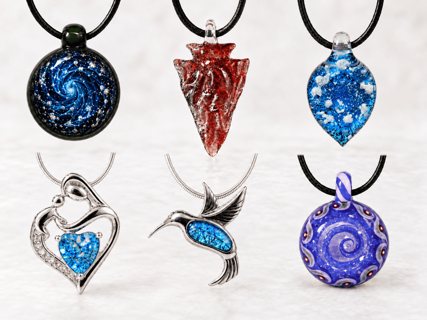 Galaxy cremation necklace and pendant color options